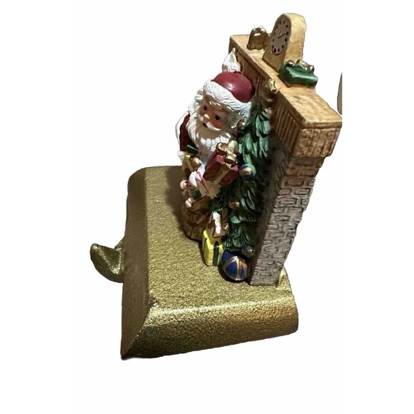 Cast Iron Stocking Holder Santa Fireplace Soldier Original Box Vintage NICE VTG - Picture 8 of 9